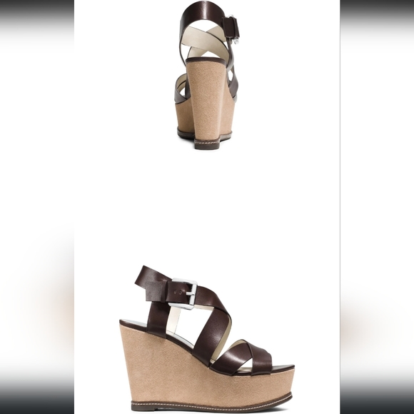 MICHAEL KORS Celia Mid Wedge Sandals shoes size 9 .5 .NEW WHITOUT  THE BOX - Picture 3 of 5